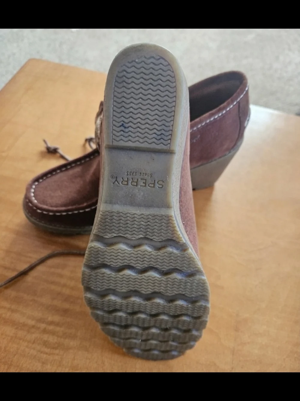 Sperry Stella Keel brown suede wedge bootie